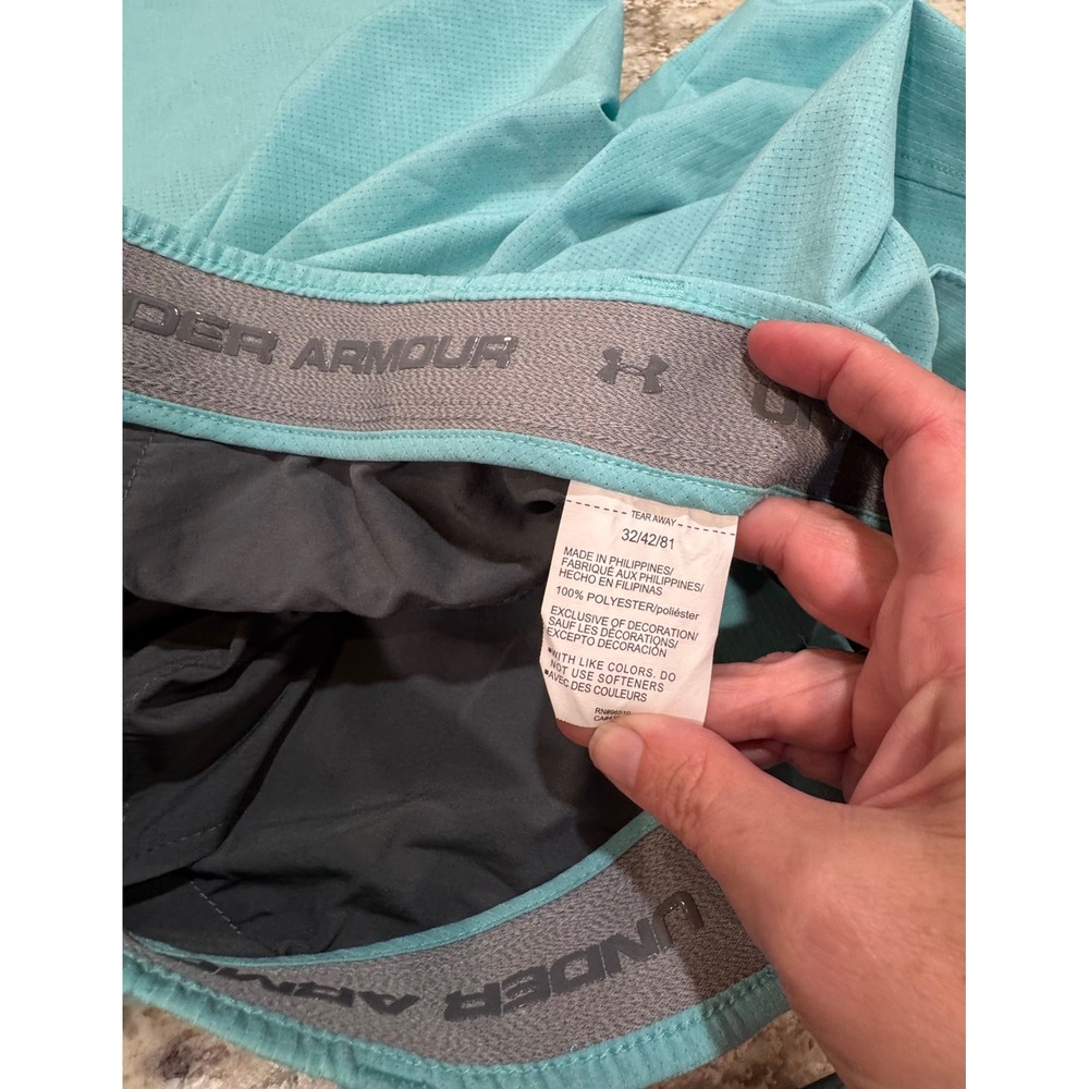 Under Armour Mens HeatGear Golf Shorts Aqua Teal Loose Fit Size 32 Textured - Picture 9 of 12